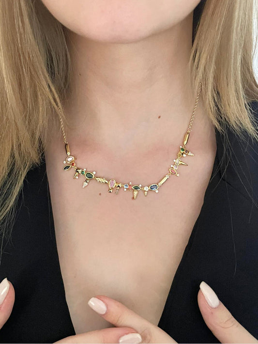 Etnik Zirkon Taşlı Kolye