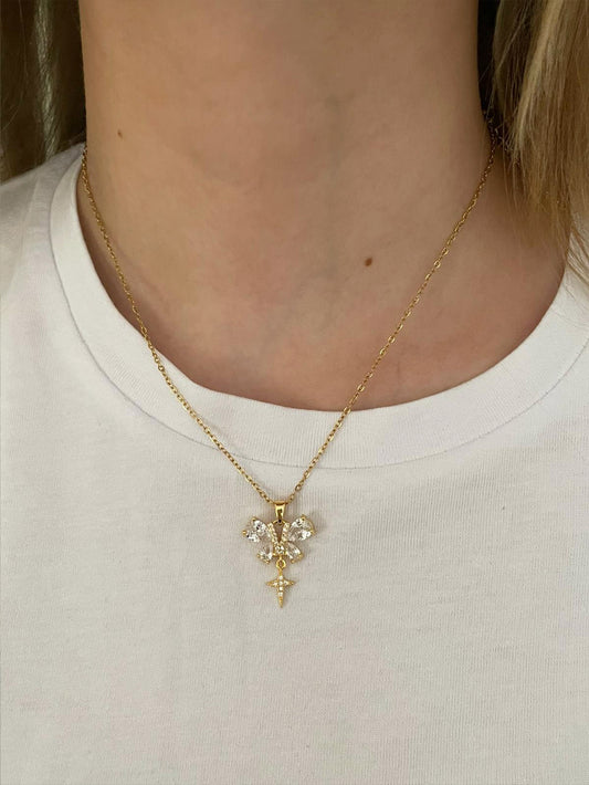 Zirkon Kelebekli Kutup Yıldızı Kolye