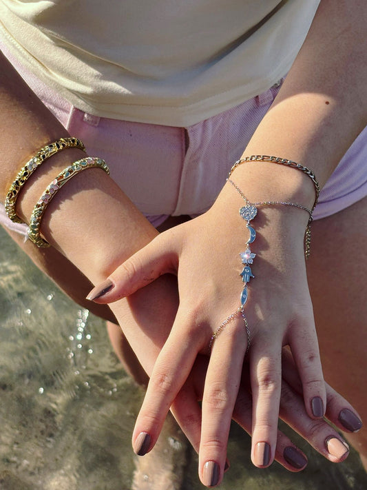 Turuncu Mor Mineli Zirkon Taş Kelepçe