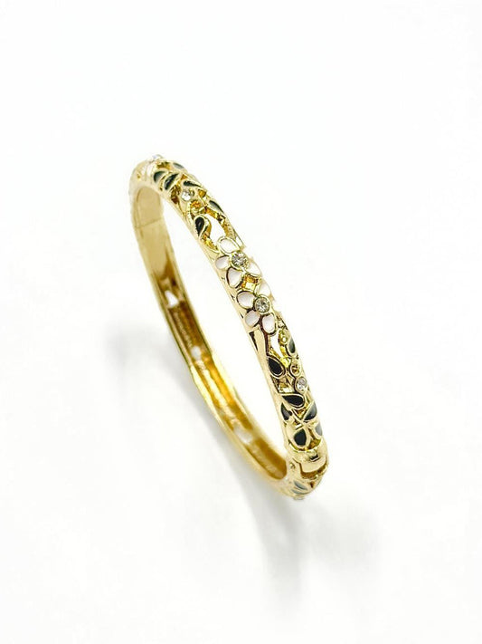 Siyah Beyaz Mineli Zirkon Taş Kelepçe