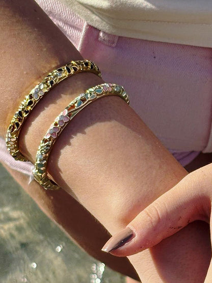 Pembe Yeşil Mineli Zirkon Taş Kelepçe