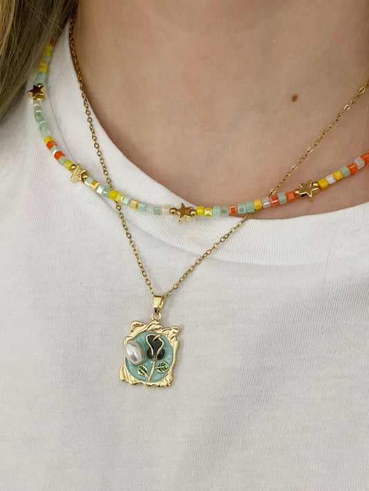 Yıldız Soft Renkli Boncuk Kolye