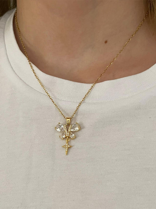 Zirkon Kelebekli Kutup Yıldızı Kolye